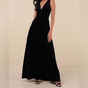 Lulu's Black Velvet Backless Dress